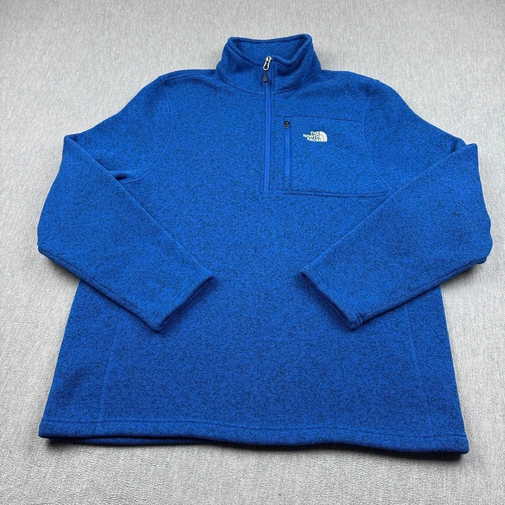 The North Face Sweater‎ Mens XL Blue  1/4 Zip Fleece Pullover Mock Neck Casual